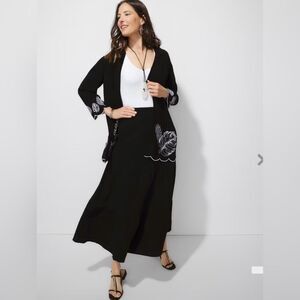 Chico’s Gauze Tiered Maxi Skirt Size 3 Pull On Styling Color Black